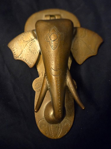 Vintage brass elephant door - brass,