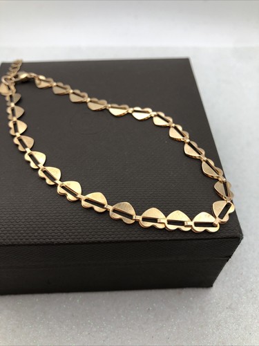 Gold tone heart link anklet - gold,