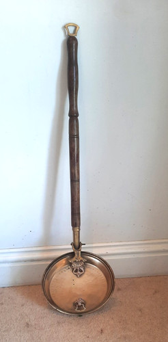 Vintage brass bed warmer - brass,