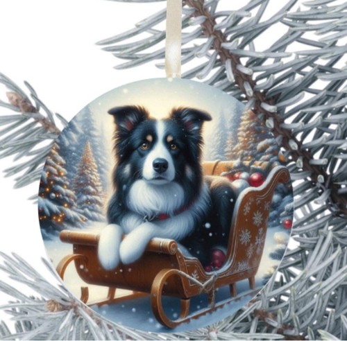 Border collie hanging bauble - border,