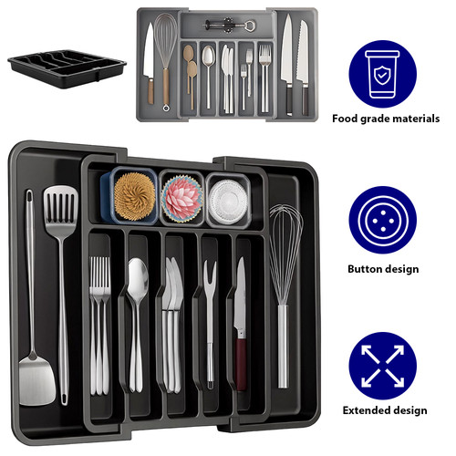 Extendable cutlery tray - extendable,