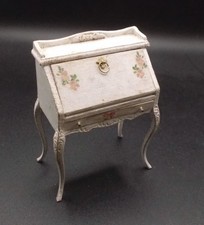 Dolls House Miniature WHITE + FLOWER LADIES SHABBY=CHIC WRITING DESK