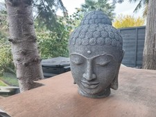 Vintage Weathered Stone Buddha Head Garden Statue 27cm Tall..
