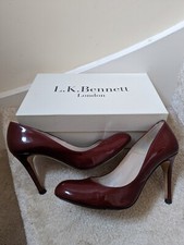 L.K. Bennett Shilo Dark Red Leather Mid Heeled Court Shoes UK 4.5 EU 37.5 £175