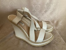 lk bennett white wedge leather sandals shoes UK 5.5 EUR 38.5