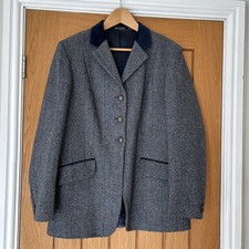 Pytchley by Mears Tweed Jacket Blue Mix Wool Blend Contrasting Collar Women's 40