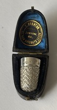 Charles Horner HM 1904 Silver Sewing Thimble & Box Advertising Jewellers Leeds