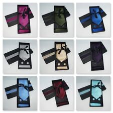 5 x Mens 3 Piece Set STRAIGHT Tie, Cufflinks & Pocket Square Set Christmas Gift
