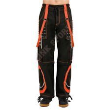 Men's Gothic Cyber Pants Punk Rock Black Orange Step Chain Eyelet Studs Trousers