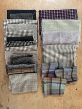 bundle of assorted tartan and check wool remnants/ offcuts