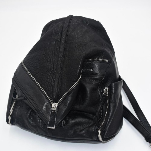 Diesel leather backpack black - backpack,