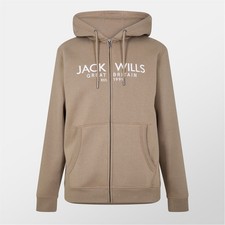 Jack Wills Pinebrook Graphic Zip Hoodie Mens Gents Hoody Hooded Top Full Length
