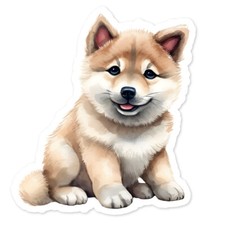Akita Puppy Vinyl Sticker, Pet
