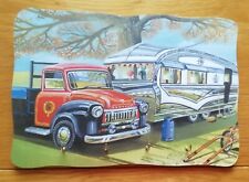 LARGE HANDMADE WOODEN ROMANY CARAVAN AND BEDFORD TRUCK  WALL HANGING KEY RACK