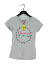 Rampant Sporting Women's T-Shirt UK 10 Grey 100% Cotton Basic