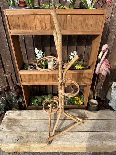Vintage bamboo plant stand - vintage,