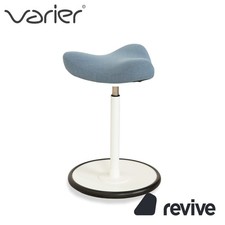 Varier Move Sit-Stand Stool Fabric Blue Base White Ash Wood