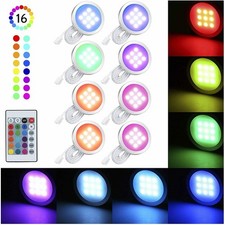 4-20 Under Cabinet Lights Kit RGB LED Kitchen Counter Closet Puck Display Remote