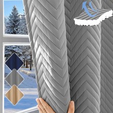 Thick Quilted Winter Curtains Panel Thermal 100% Blackout Curtains Drapes Room