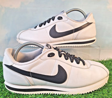 VINTAGE 2011 NIKE CORTEZ TRAINERS WHITE LEATHER , BLACK TRIM SIZE 10.5