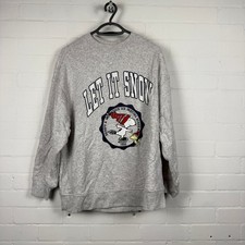 H&M Snoopy Let It Snow Jumper Mens XS Crew Neck Graphic Grey Casual