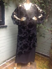 Kirsten Krog Plus Size Black Lace Rose Kaftan Outfit Dress & Jacket Size 18
