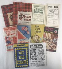 STAMP SAVINGS BOOKS VINTAGE LOT OF 10-PLAID-US GREEN-NATIONAL RED-STOP & SAVE