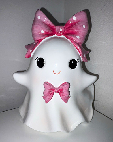 White pink ghost figurine - pink,