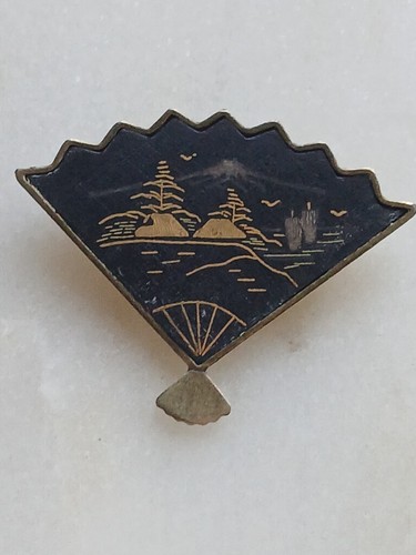 Damascene pin brooch - pin, vtg