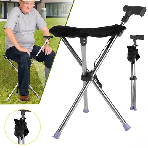 Folding walking stick seat - folding,