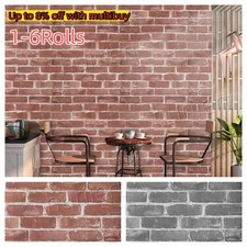1-6Rolls Red 3D Brick Effect