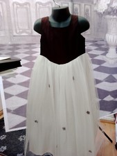 Ivory & Burgundy/Black Flower Girl Dress, Age 6 by BHS