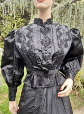 ANTIQUE EDWARDIAN BLACK SILK