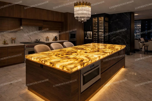 Backlit tiger onyx countertop - tiger,