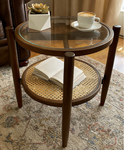 Rattan side table - table, mid