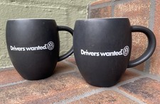 Genuine Vintage VW DRIVERS WANTED Volkswagen Black Ceramic Coffee Cup Mug
