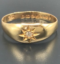 Antique 18ct diamond gypsy style ring Chester hallmark 1912-13, UK size R 1/2.