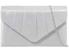 Women Satin Pleated Clutch Bag Bridal Wedding Evening Party Prom Handbag Chain