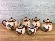 London Pottery Rooster Cockeral Teapot Tea Coffee Sugar Milk Jug Preserve Jar