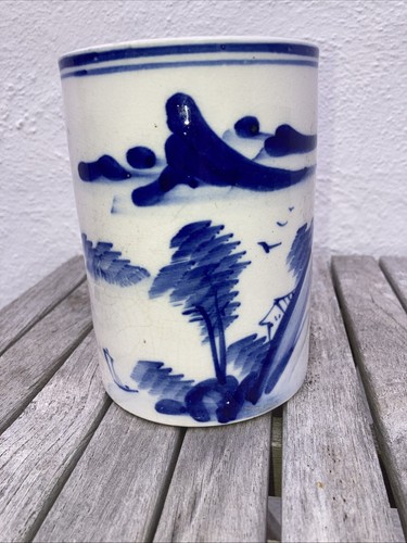 Chinese brush pot - brush, painted