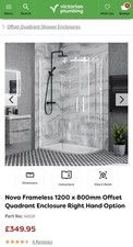 Nova Frameless 1200 x 800mm Offset Quadrant Enclosure Right Hand Option 
