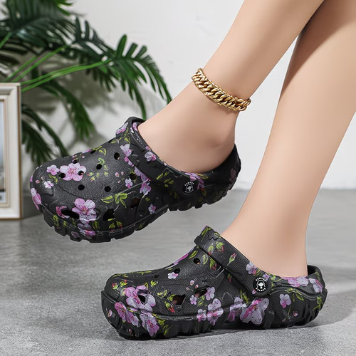 Women floral print clogs - floral,