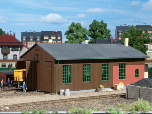 Double track locomotive - , shed