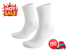 Socks 3 Pairs Pack Lightweight Soft Crew Mens Womens Sports White Tube Socks UK