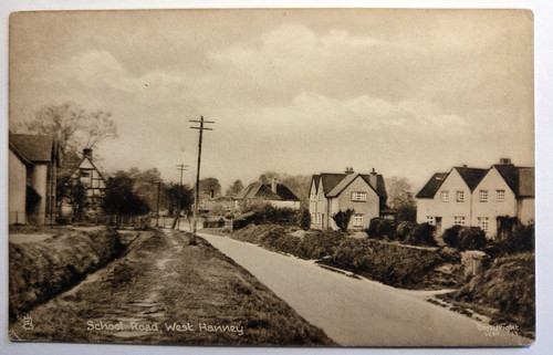 Vintage postcard school road - school,