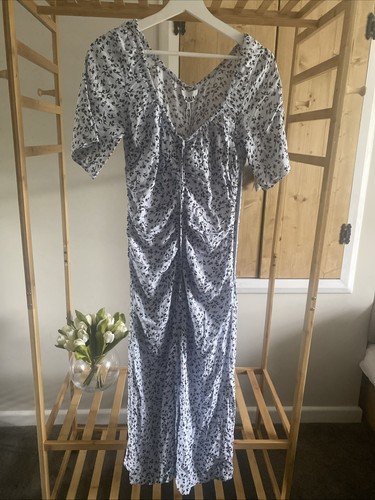 Ganni blue print rouched midi - print,