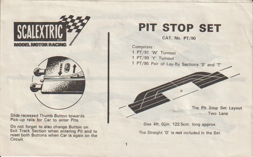 Scalextric 1965 ins 065 pit - 1965, ins-065