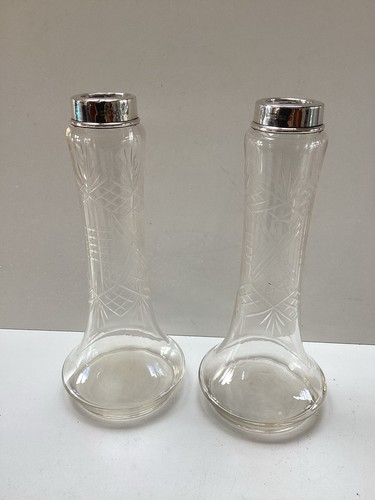 Antique pair cut glass bud - pair,