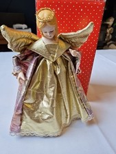 Webb Ivory Vintage Porcelain Angel Tree Topper Ornament Still Boxed Floral Dress