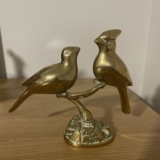 Brass birds pair cardinals - brass,